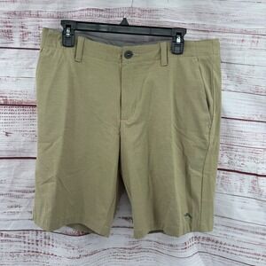 Tommy Bahama Boracay Shorts Mens  33 Khaki Flat Front Chino Stretch Performance